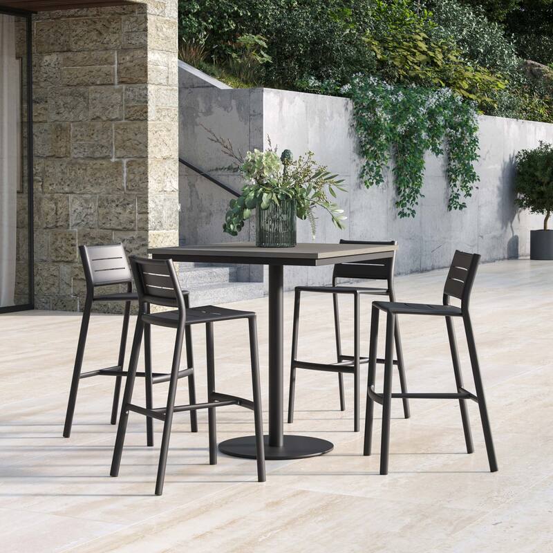 Eiland All Aluminum Bar Stool - Carbon Powder - Coated Aluminum Frame - 22.5"L X 20"W X 40.75"H - 22.5"L X 20"W X 40.75"H