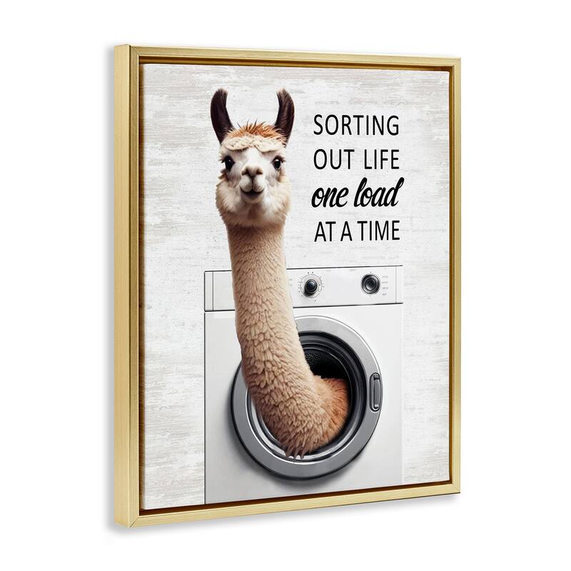 Stupell One Load At A Time Llama Framed Floater Canvas Wall Art Design By Lettered and Lined