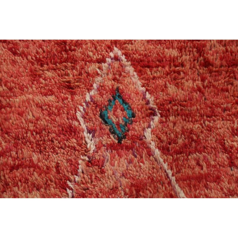Geometric Tribal Moroccan Wool Runner Rug Hand-knotted Oriental Carpet - 2'1" x 11'2"