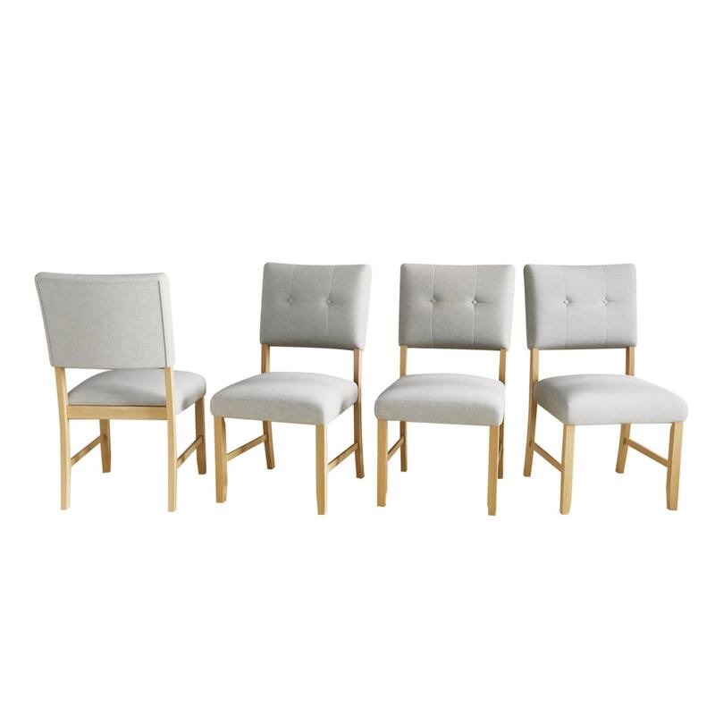 Roomfitters Wooden Dining Chairs Set of 4, Upholstered Kitchen Side Chairs with Solid Wood Legs and Padded Seat, Beige+Natural