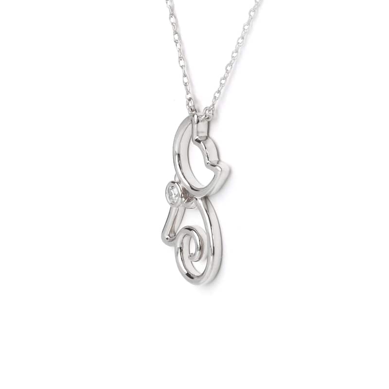 1/20ct TDW Diamond Kitten Pendant Necklace in Silver for Women - White