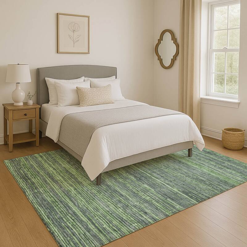 Premium Washable Super Soft Casual Stripes Mayfield Rug - 5' x 7'6" - Green