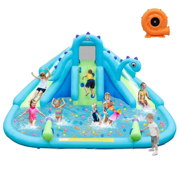 slide 2 of 10, Costway Inflatable Water Slide, Blowup Water Park with Dual Slides & - See Details Multicolor - See Details - Kids