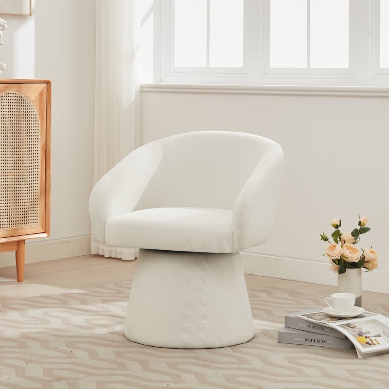 Narrow Upholstered Swivel Chair with Ergonomic Barrel Design, 360掳 Rotation Accent Chair Barrel Chair Sofa Chair