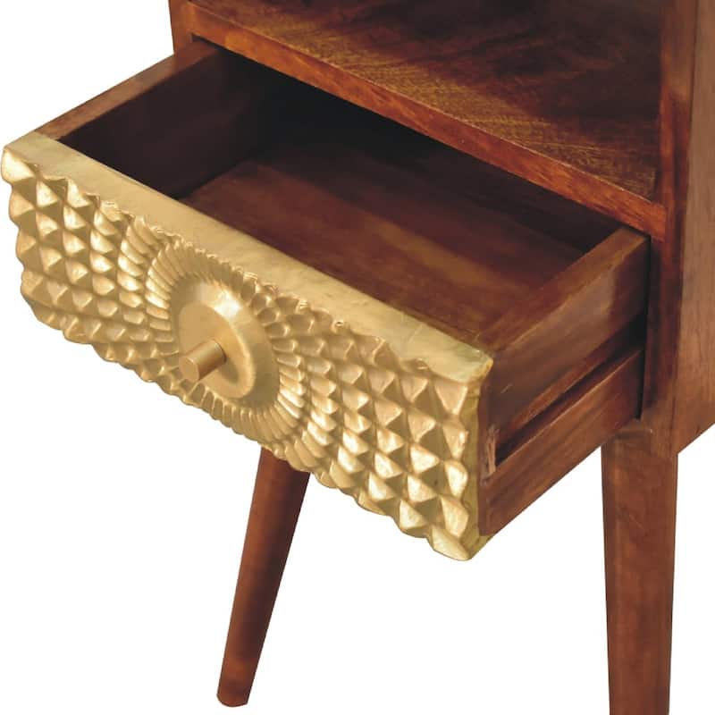HomeRoots 23" Chestnut Solid Wood Square One Drawer Nightstand