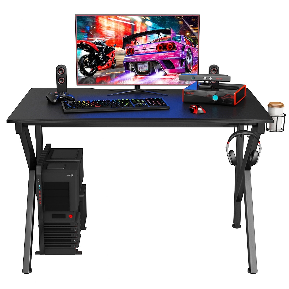 Shop Costway Gaming Desk Gamers Computer Table E Sports K Shaped W