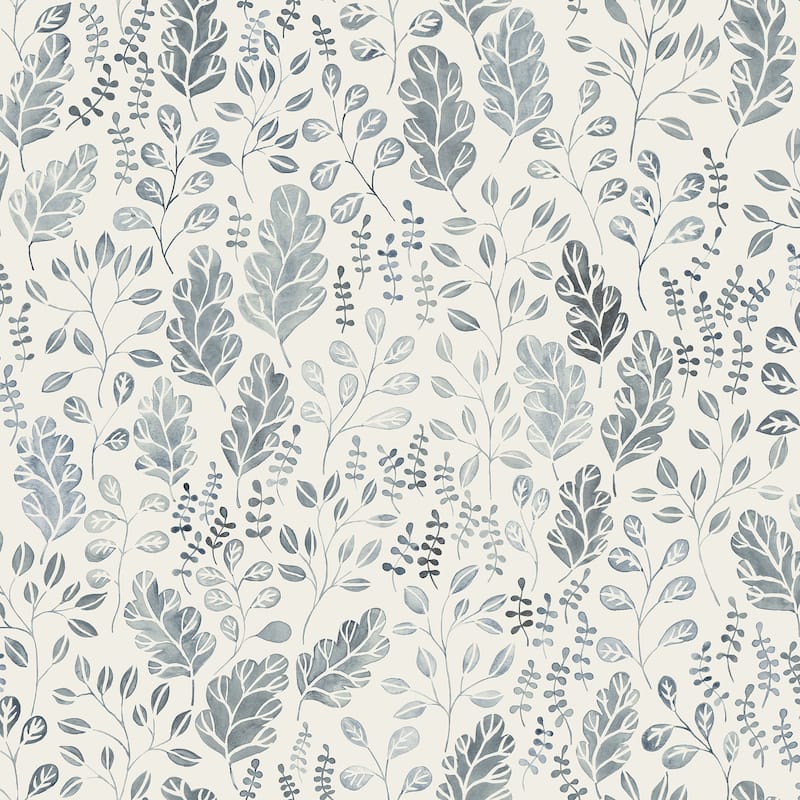 A-Street Prints Isha Blue Leaf Wallpaper