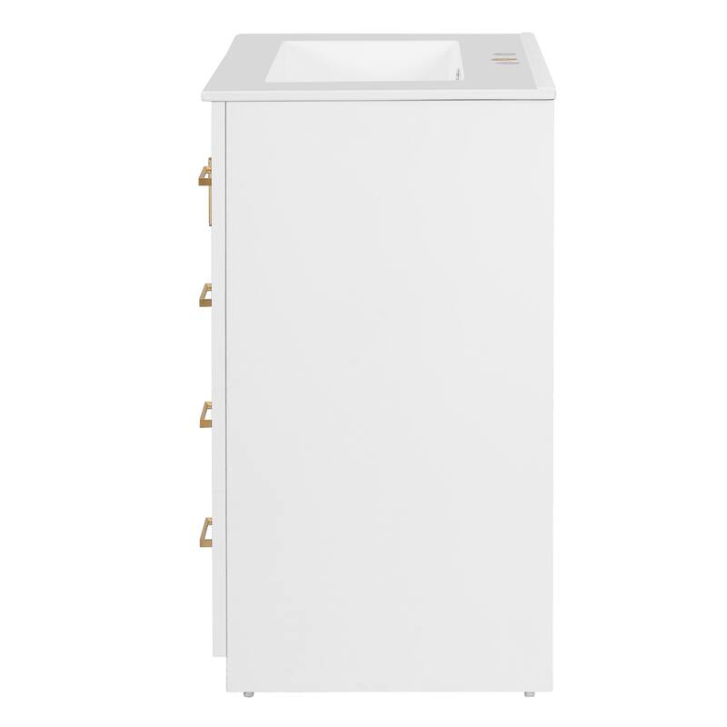 24" Single Sink Bathroom Cabinet, Freestanding Bathroom Vanity with Ceramic Sink