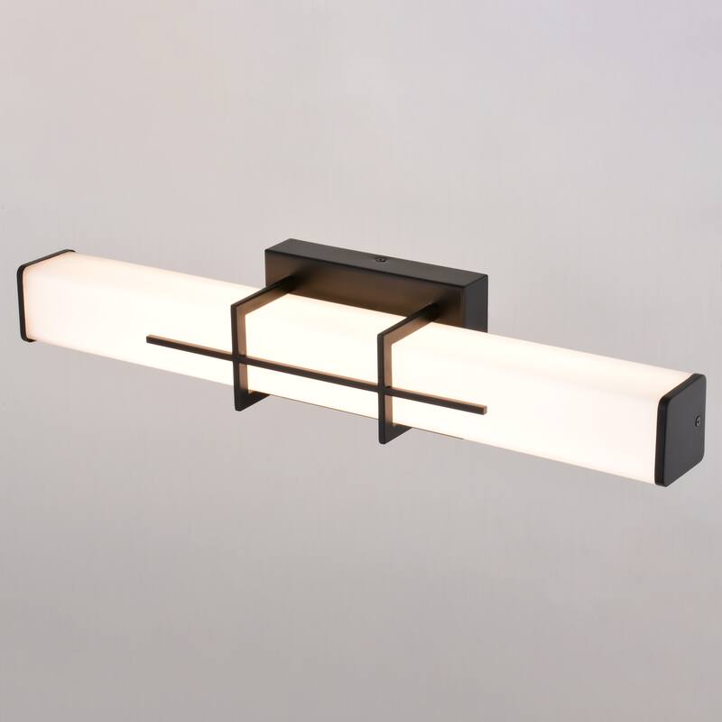 Fuller Park 1 Light LED Matte Black Contemporary Bathroom Vanity Fixture White Glass - 22.5-in W x 4.75-in H x 4.25-in D
