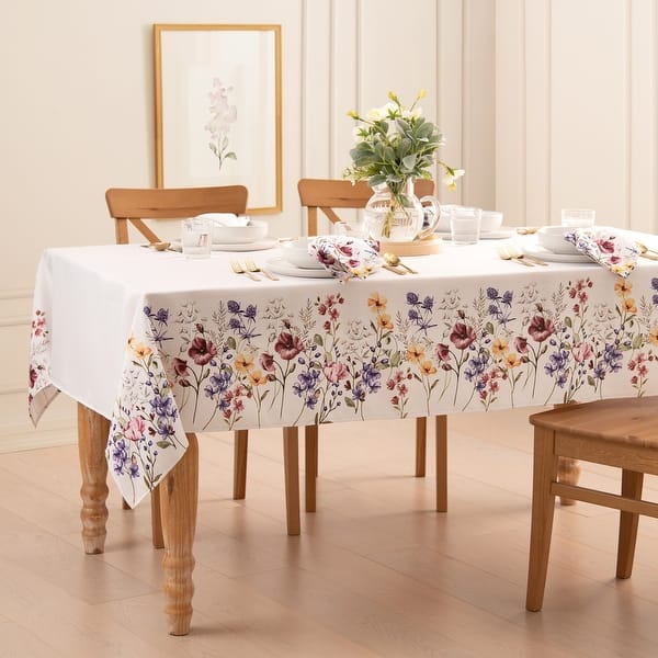 Poppy Wildflower Bordered Tablecloth - 60x120
