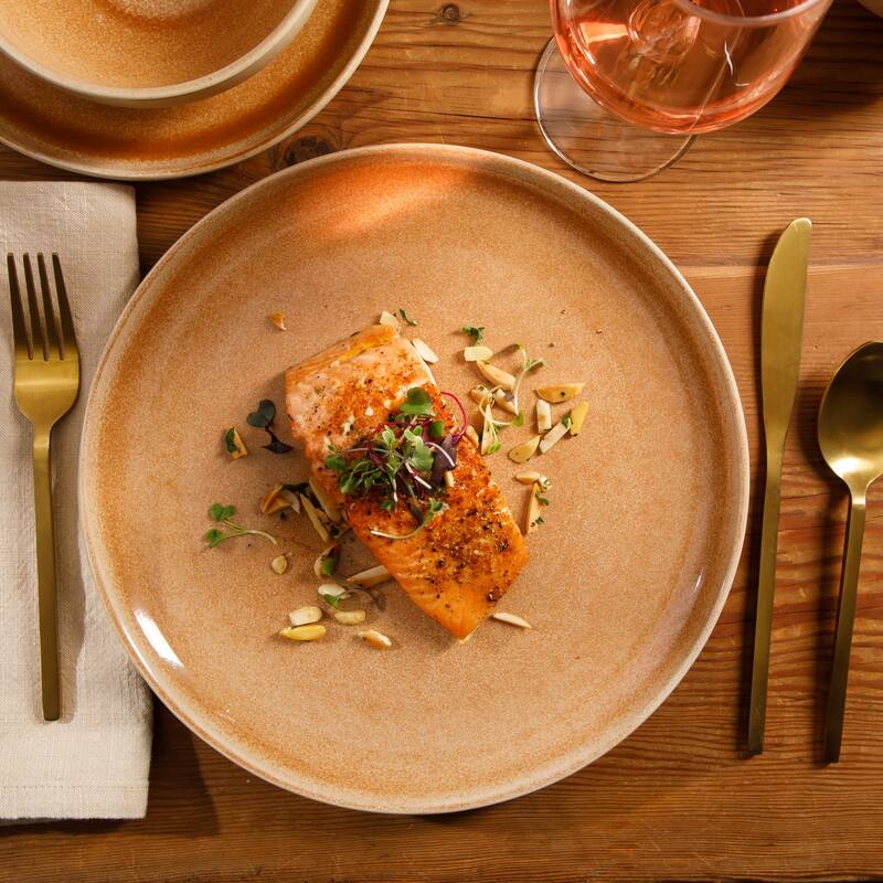 Gibson Elite Manila Bay 16-Piece & 12-Piece Stoneware Reactive Glaze Modern Artisan Dinnerware Set, Service for 4