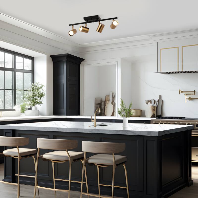Modern 4-Light Adjustable Head Spotlight Flush Mount Ceiling Light