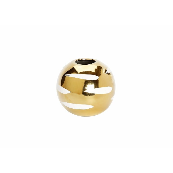 Gold Vase with White Brushed Design