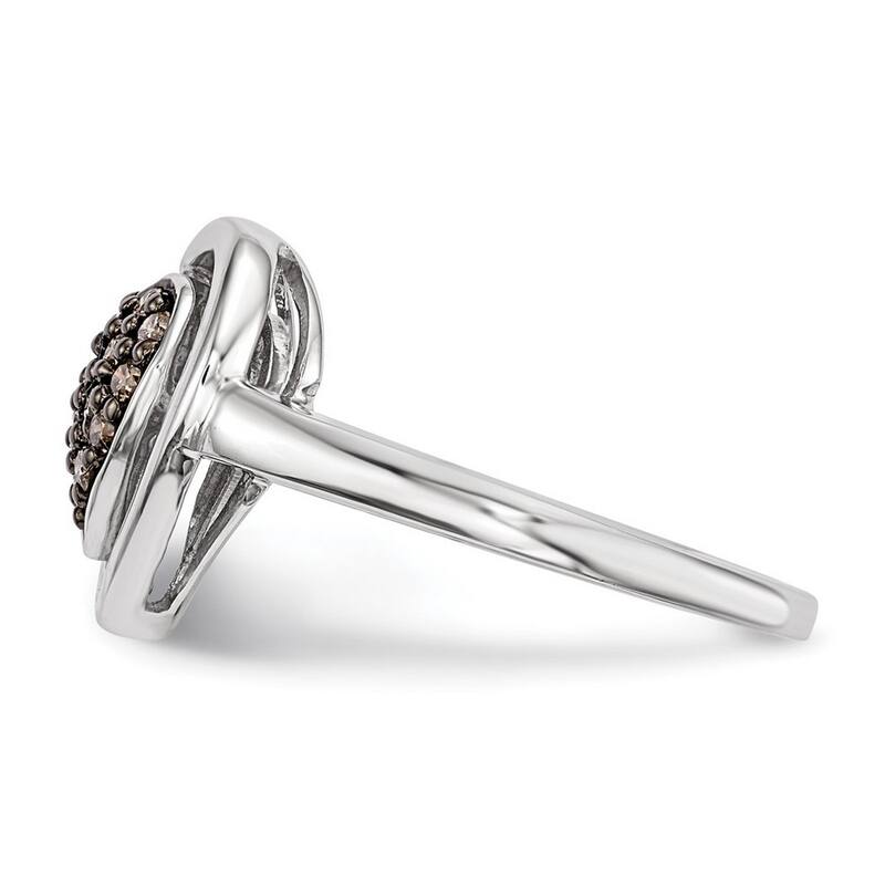 Curata 925 Sterling Silver Champagne Diamond Love Heart Ring
