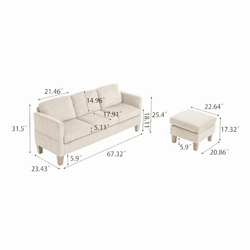 Morden Velvet Luxury L-Shaped 3 Seater Sofa with Storage Ottoman for Living Room