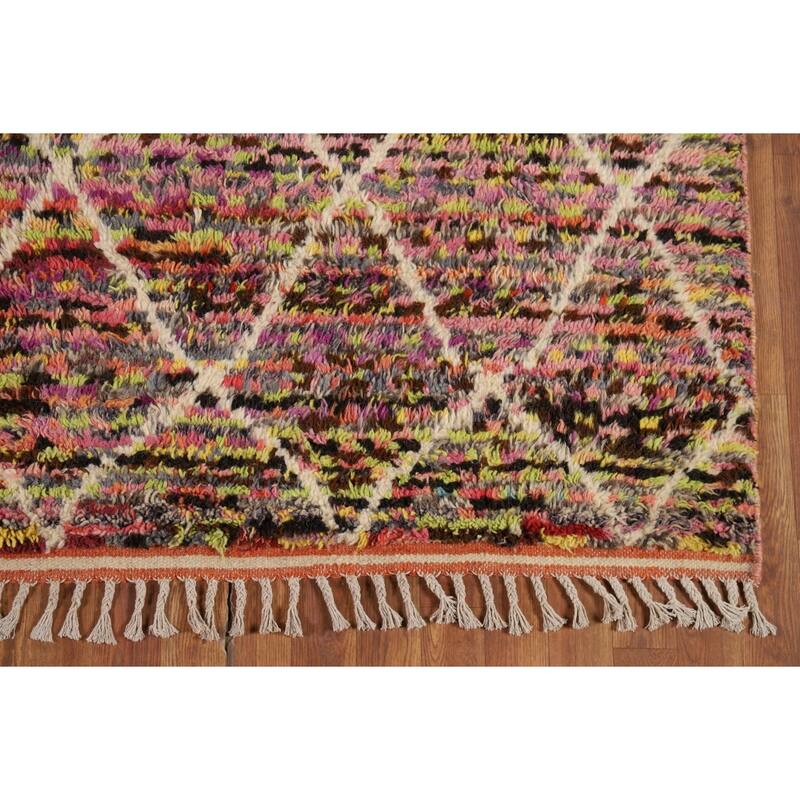 Trellis Plush Moroccan Oriental Area Rug Hand-Knotted Wool Carpet - 6'0" x 9'7"