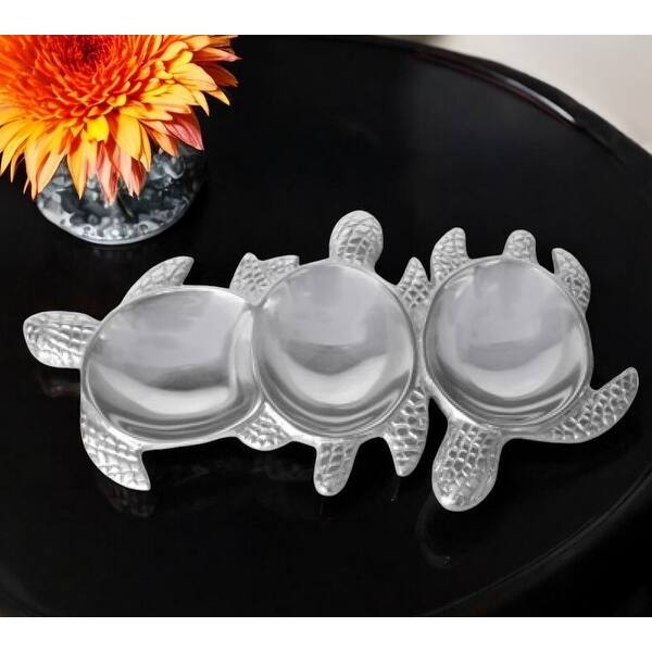 Silver Three Section Turtle Design Serving Tray Silver Three Section Turtle Design Serving Tray