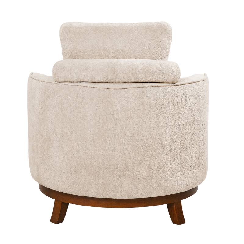 Modern Set of 2 Chenille Wooden Swivel Barrel Chair Upholstered Ergonomic Design