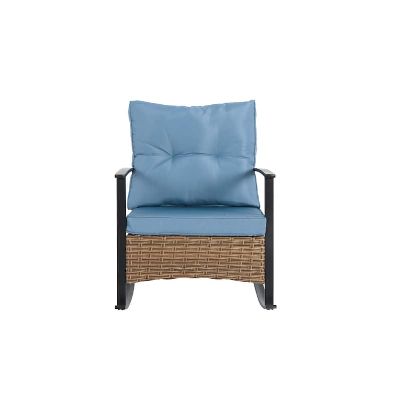 Wicker Rocking Chairs for Outdoors 3 Piece, Patio Rocking Chairs Set of 2, Patio Furniture Set