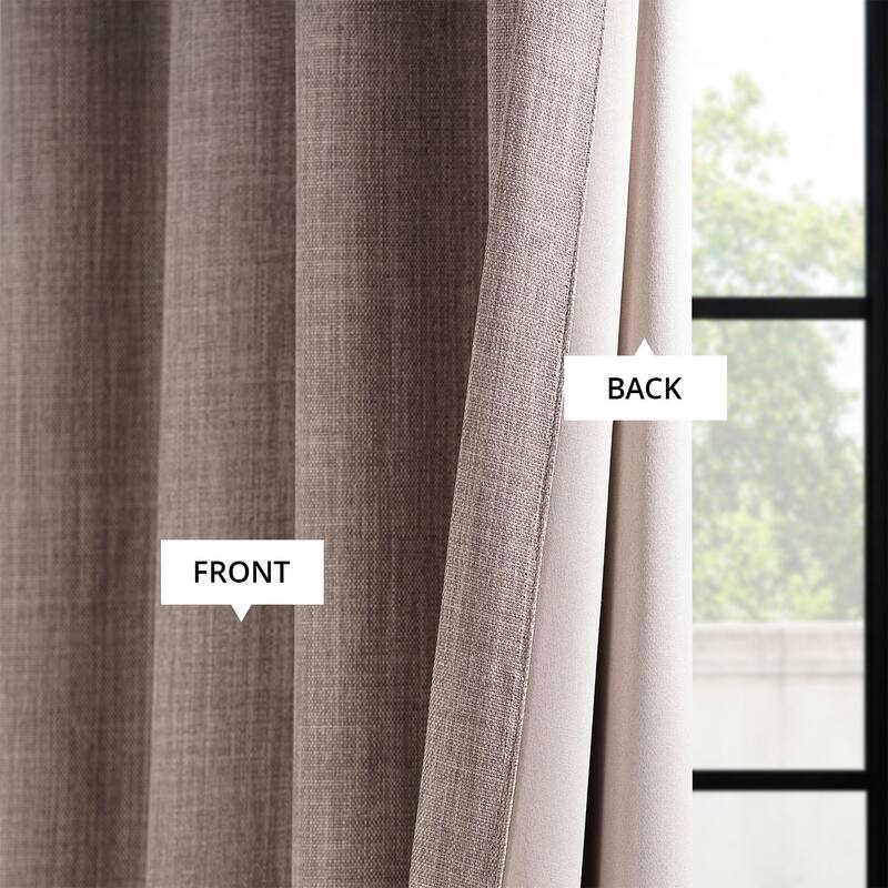 Exclusive Fabrics Grommet Textured Faux Linen Room Darkening Curtains for Bedroom & Living Room Curtains (1 Panel)