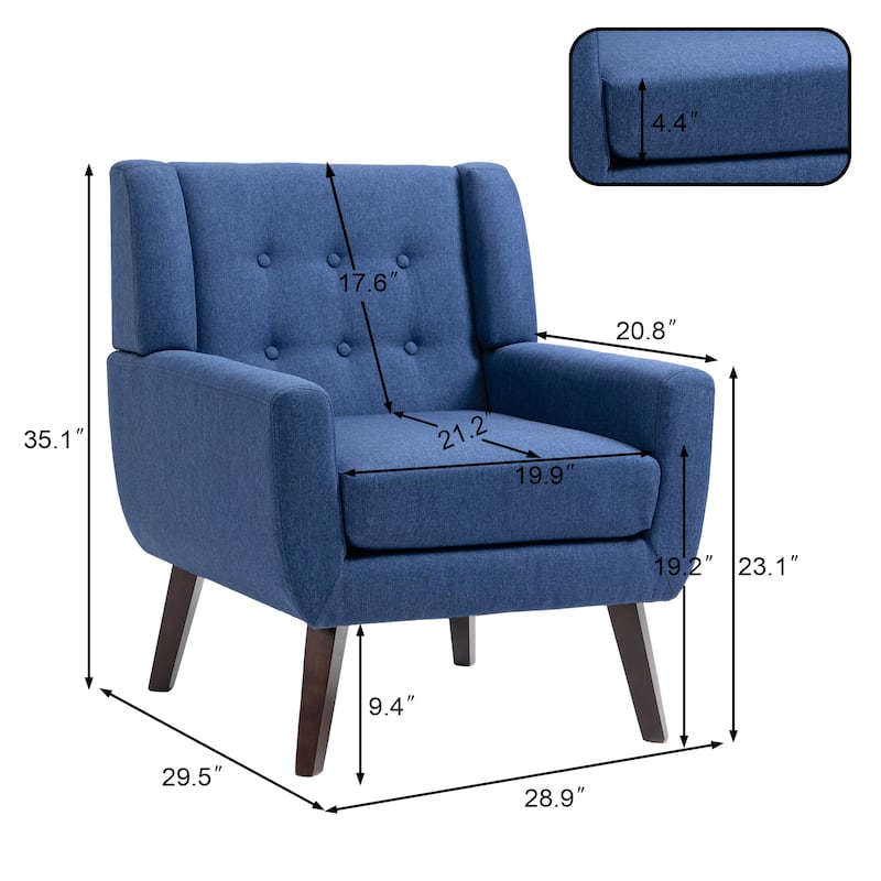 Cotton/ Linen Look Fabric Modern Accent Chair Armchair