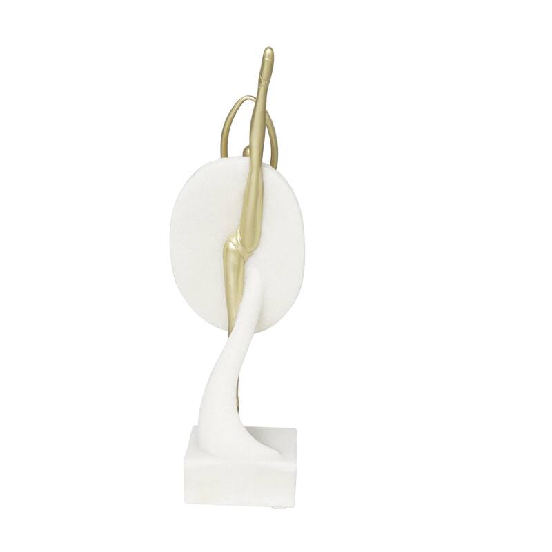 Polystone Dancer Ballet Decorative Sculpture with Gold Accents - Cream - Roche River Decor