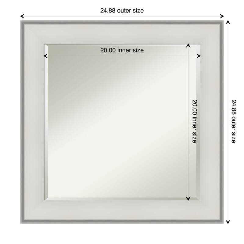 Beveled Wall Mirror - Imperial Pewter Black Frame - 25 x 25-inch - Imperial White