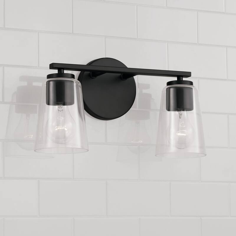Portman 2-light Bath/ Vanity Fixture w/ Clear Glass