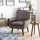 preview thumbnail 7 of 8, Valla Modern Wood Button Tufted Flared Arms Accent Chair by Carson Carrington Dark Brown