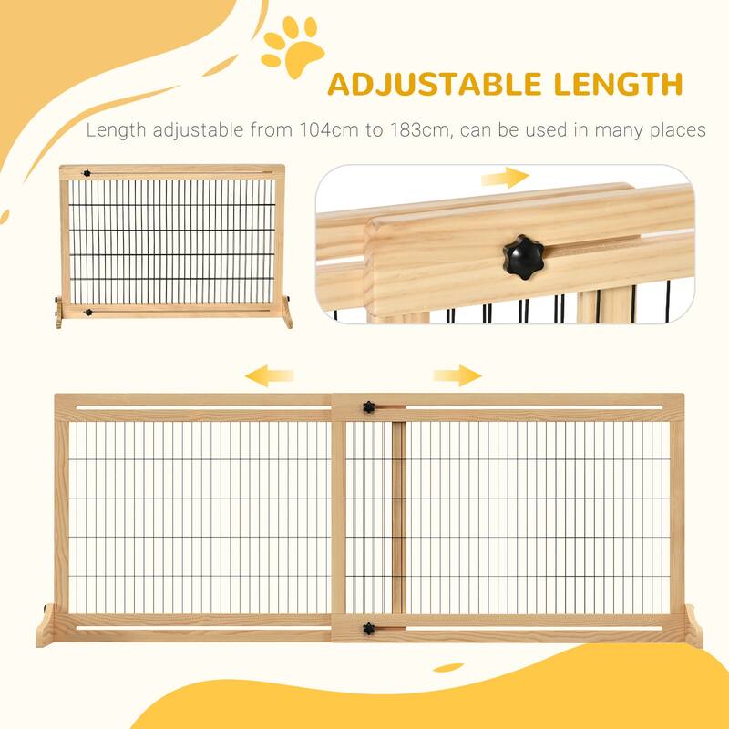 Extra Wide Freestanding Pet Gate Dog Crate Dog Cage with Adjustable Length Dog House Dog Room for Living Room