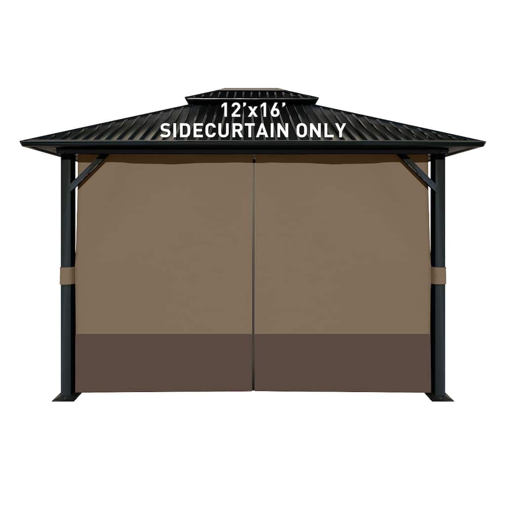 Aoodor Gazebo 12x16 FT Curtain Replacement-Universal 4-Panel Sidewalls, Curtain Only