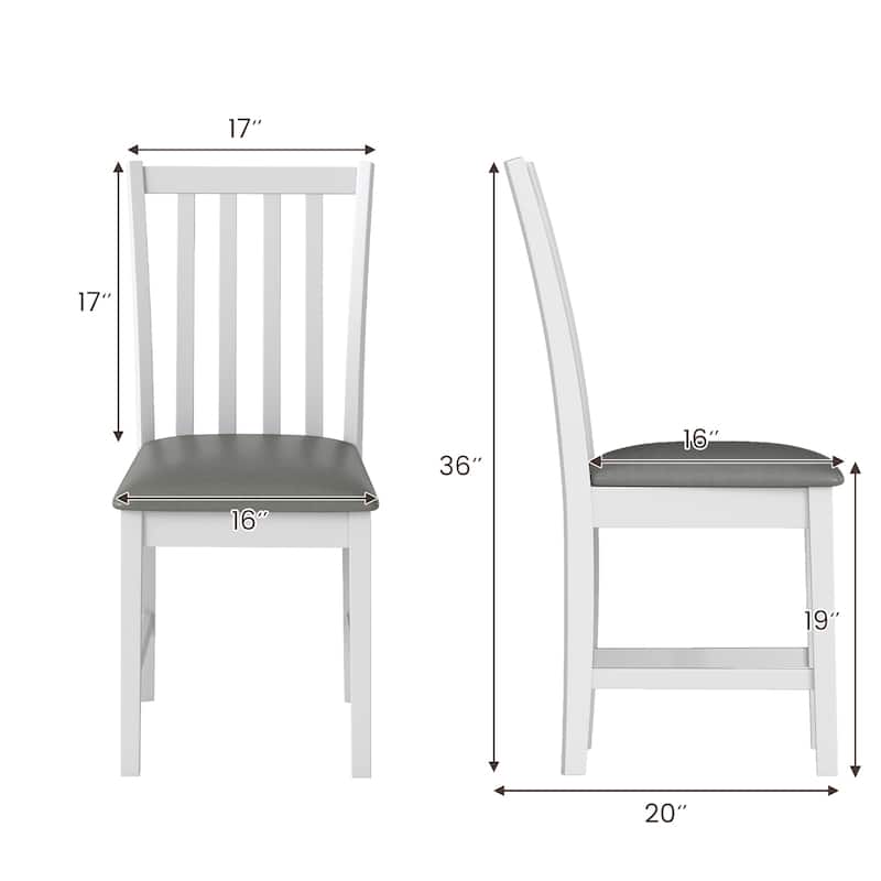 Gymax Wooden Dining Chair Set of 4 w/Rubber Wood Frame & Padded Seat &