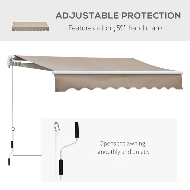 Outsunny 8' x 6.6' Outdoor Patio Manual Retractable Exterior Window Awning, Coffee Brown