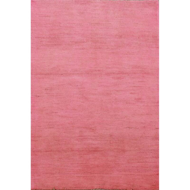 Modern Pink Gabbeh Oriental Rug Hand-Knotted Wool Carpet - 3'4" x 4'10"