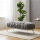 preview thumbnail 2 of 22, Silver Orchid Nilsson Contemporary Modern Faux Fur Long Bench Ottoman
