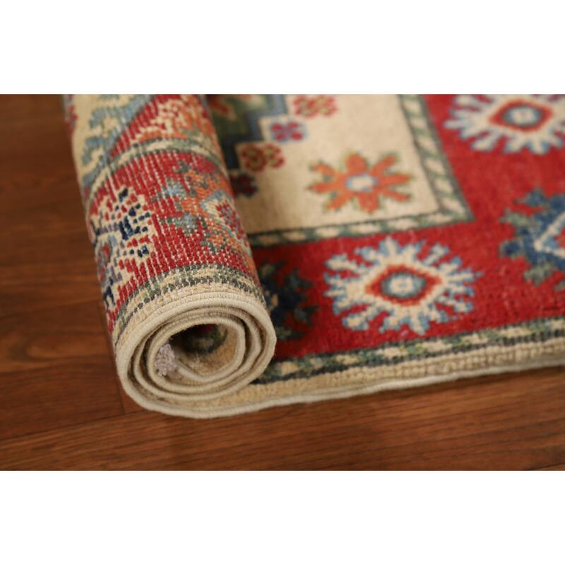 Geometric Kazak Oriental Foyer Rug Handmade Wool Carpet - 2'0"x 3'0"