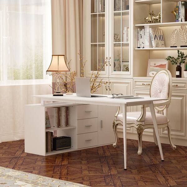 L Shaped Office Computer Desk with Drawers and Corner Desk