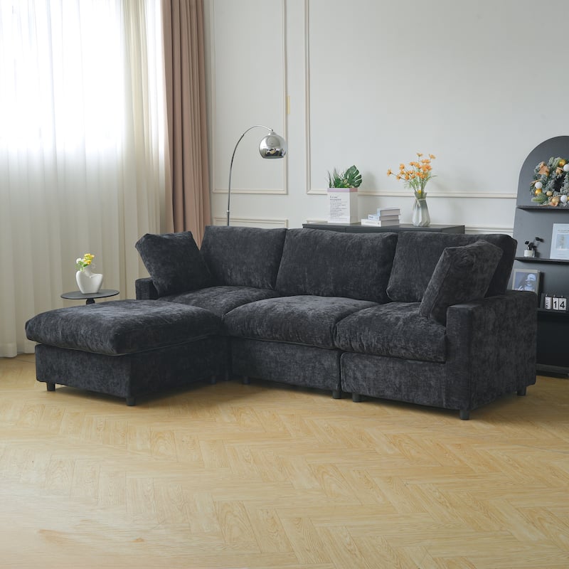 100" L Shape Cloud Modular Couches for Living Room, Modern Convertible Sectional Sofa Couch, Couch Cushion Covers Removable