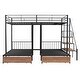 preview thumbnail 24 of 28, Modern Full over Twin-Twin Triple Bunk Bed with Storage Drawers and Staircase for Dorm, Bedroom, Convertible into 3 Beds