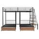 preview thumbnail 9 of 17, Roomfitters Full Over Twin-Twin Triple Bunk Bed with Drawers, Staircase, and Space-Saving Bedroom Furniture, Black