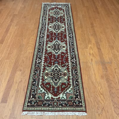 HERAT ORIENTAL Handmade Indo Serapi Wool Runner - 2'6" x 10'