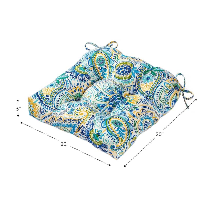 Painted Paisley 20-inch Patio Chair Cushion (Set of 2)