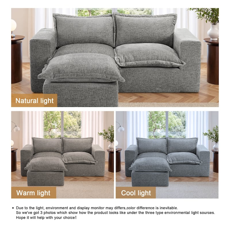 Chenille No Assembly Modular Sectional Sofa Cloud Couch with Ottoman