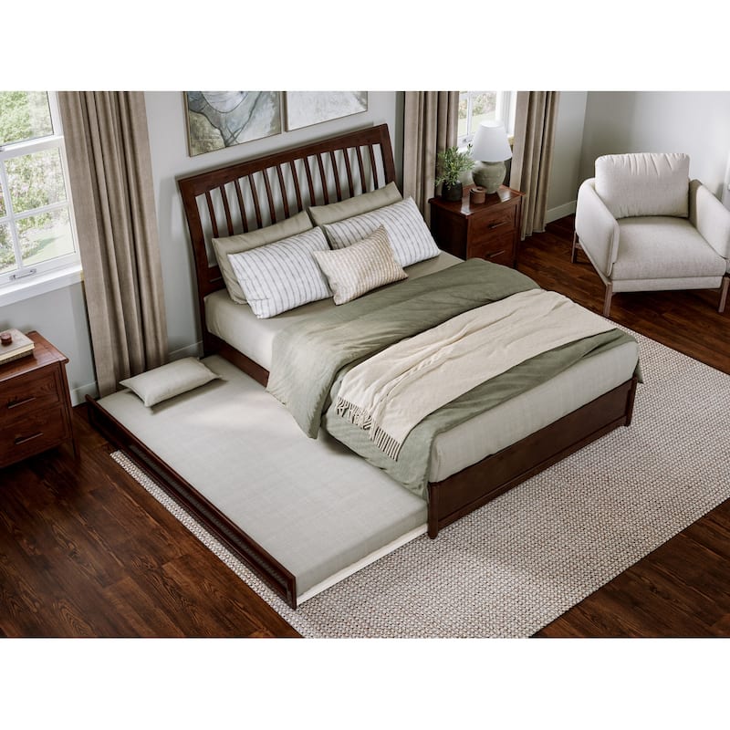 Roslyn Platform Bed with Modern Panel Footboard and Twin XL Trundle