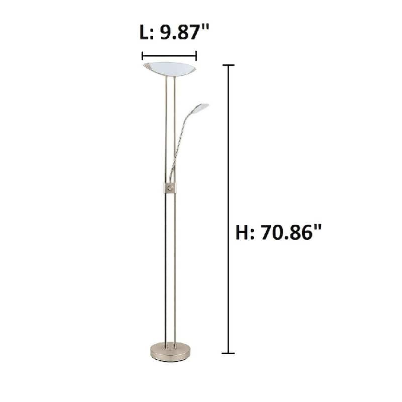 Eglo Baya 1 3-light Matte Nickel Floor Lamp With Adjustable Reading Lamp