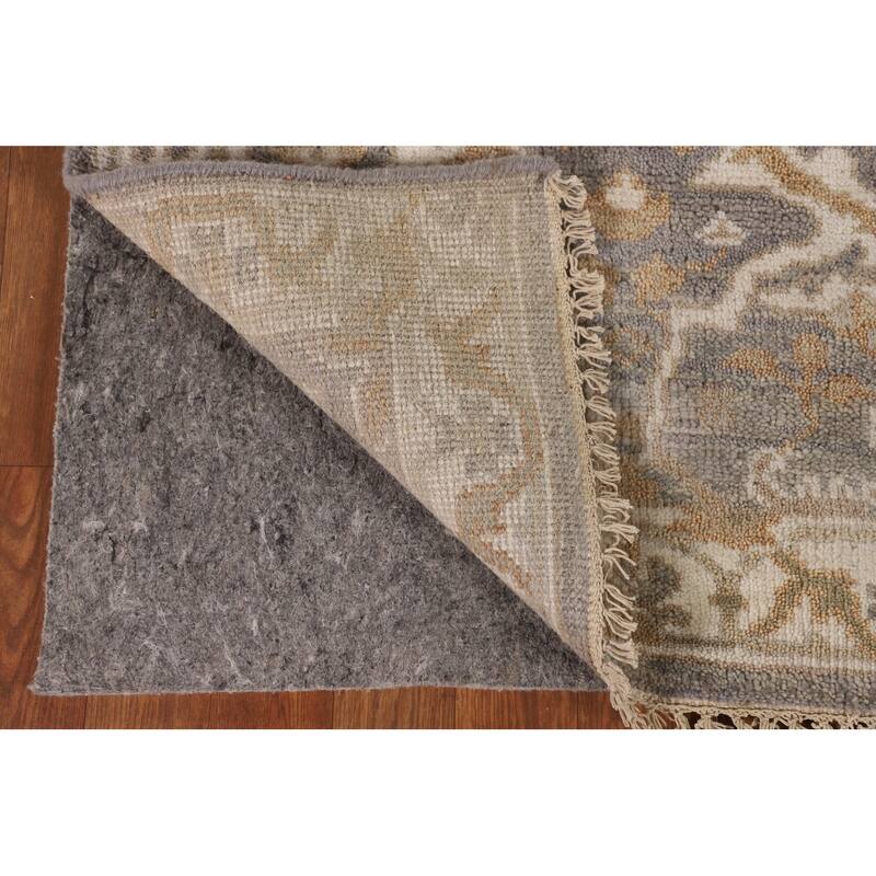 Gray Oushak Indian Runner Rug Handmade Wool Carpet - 2'7"x 11'7"