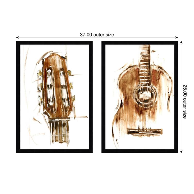 Instrumental No. 1 & No. 2 - 2 Piece by Ethan Harper Framed Wall Art Prints - Svelte Noir Black
