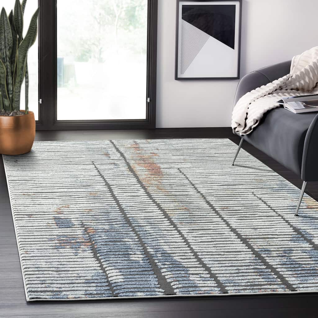 Abani Rugs Venus VNS140A Modern Horizontal Lined Area Rug