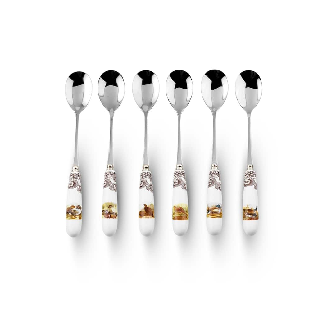 Spode Woodland Set of 6 Teaspoons Assorted Motifs - 6"