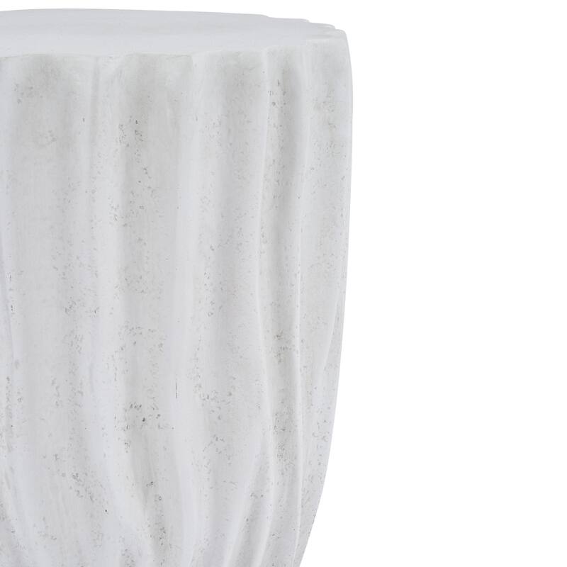 Christopher Knight Home - Ames 18.11"H Outdoor Modern Drum Shape MGO Side Table with Ribbed Surface Textured, Fully Assembled